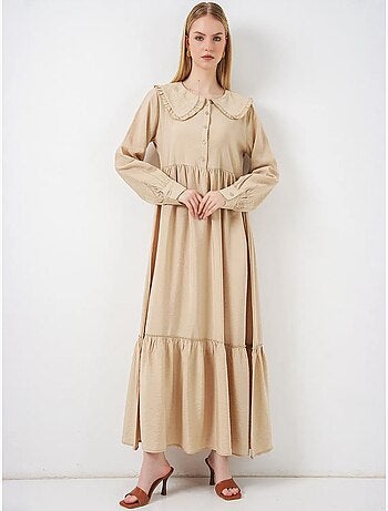 Bdart robe longue à col claudine et fermeture à boutons