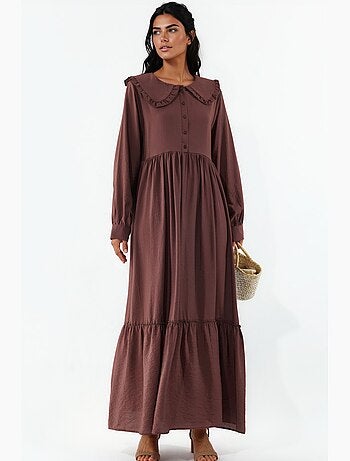 Robe longue à col claudine et fermeture à boutons bdart