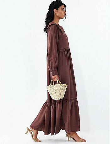Robe longue à col claudine et fermeture à boutons bdart