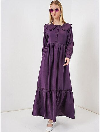 Robe longue à col claudine et fermeture à boutons bdart