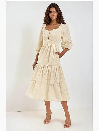 Robe longue à col cœur brodé hiccup