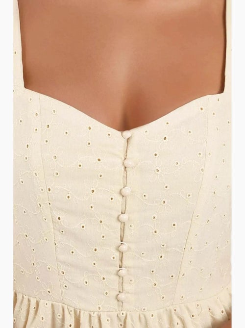 Robe longue à col cœur brodé hiccup - Kiabi