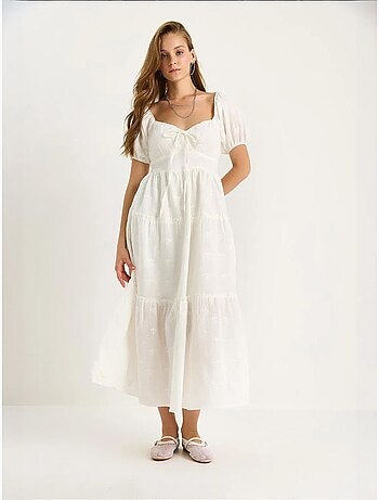 Robe longue à col cœur brodé lucci