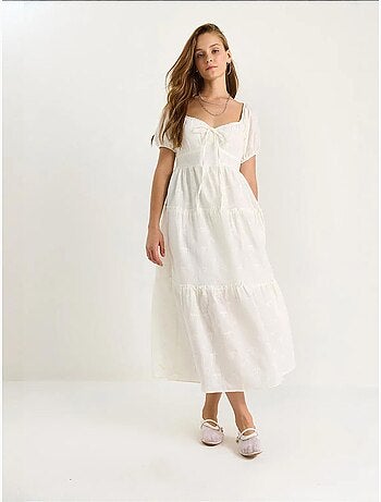 Robe longue à col cœur brodé lucci