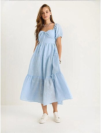 Robe longue à col cœur brodé lucci