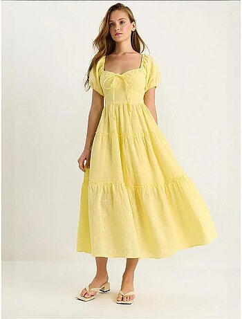 Robe longue à col cœur brodé lucci