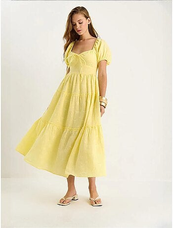 Robe longue à col cœur brodé lucci