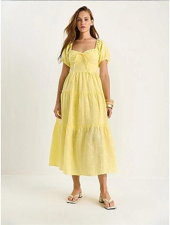 Robe longue à col cœur brodé lucci