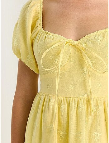Robe longue à col cœur brodé lucci