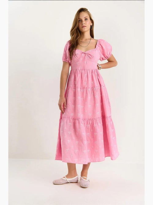 Robe longue à col cœur brodé lucci - Kiabi Robe longue à col cœur brodé lucci - Kiabi