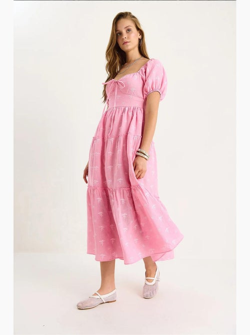 Robe longue à col cœur brodé lucci - Kiabi Robe longue à col cœur brodé lucci - Kiabi