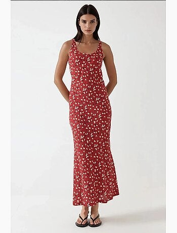 Robe longue à col en u et motif fleuri allower hiccup