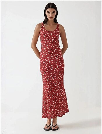 Robe longue à col en u et motif fleuri allower