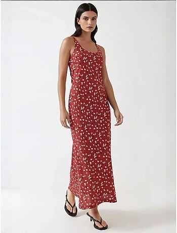 Robe longue à col en u et motif fleuri allower