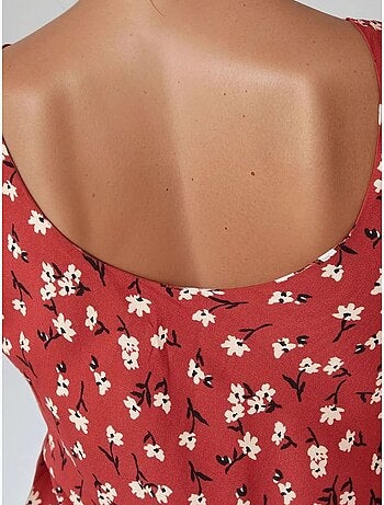 Robe longue à col en u et motif fleuri allower