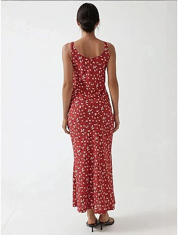 Robe longue à col en u et motif fleuri allower