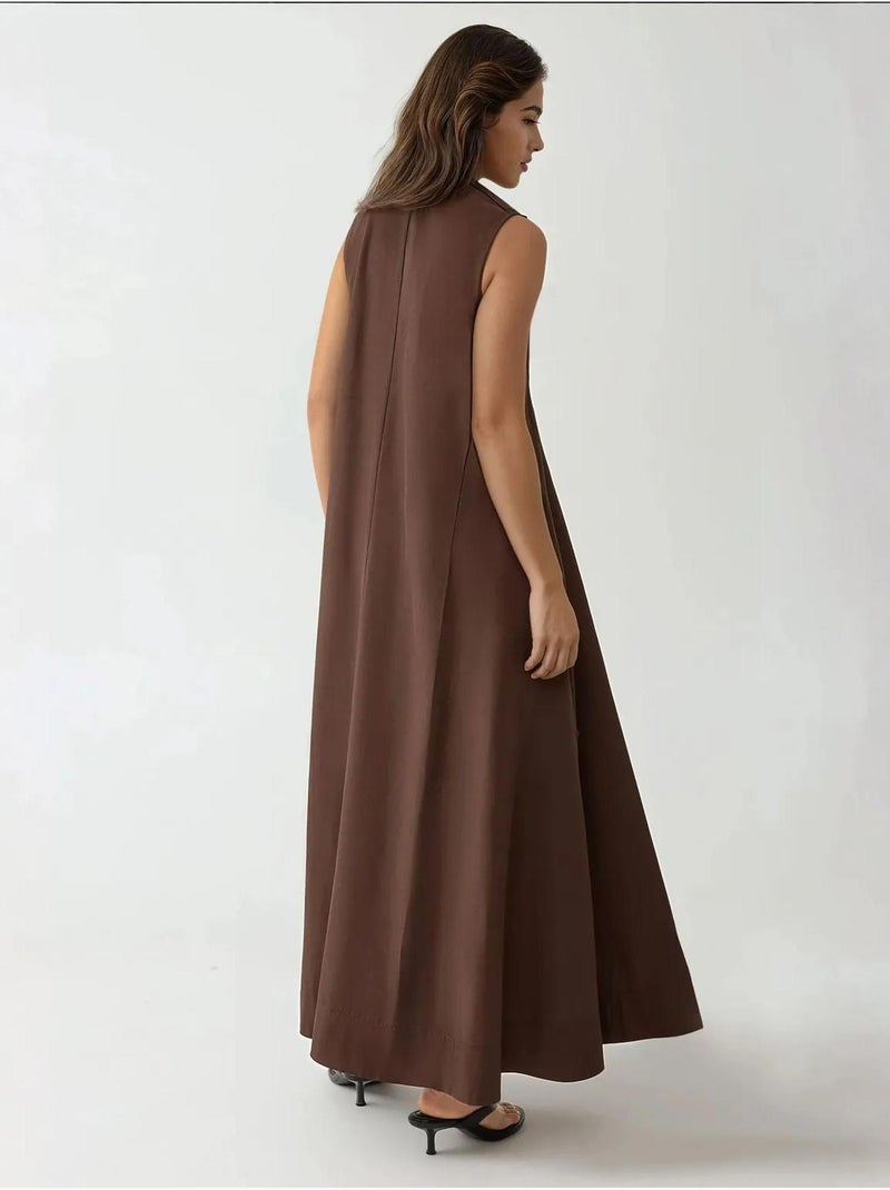 Robe longue à col en u hiccup Marron foncé - Kiabi