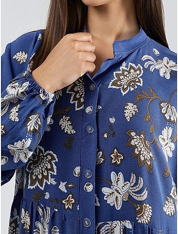 Robe longue à col en v à motifs