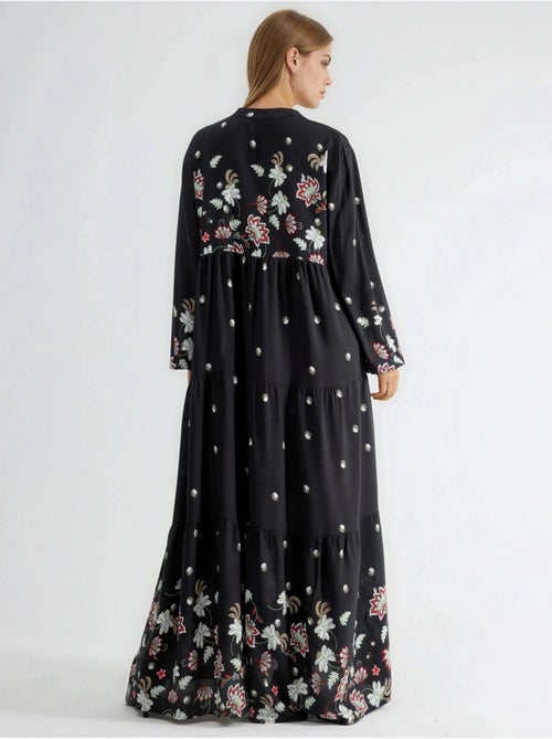 Robe longue à col en v à motifs - Kiabi Robe longue à col en v à motifs - Kiabi
