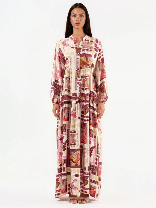 Robe longue à col en v à motifs - Kiabi Robe longue à col en v à motifs - Kiabi