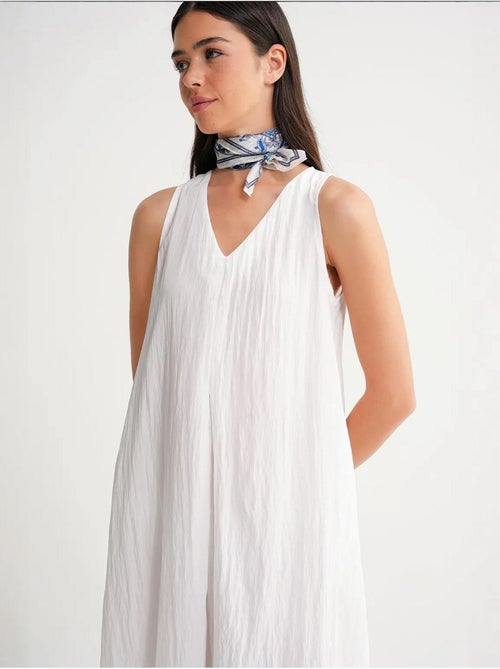 Robe longue à col en v en tissu seersucker mixray - Kiabi
