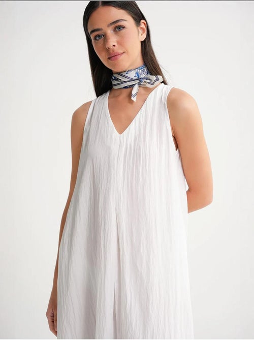 Robe longue à col en v en tissu seersucker mixray - Kiabi