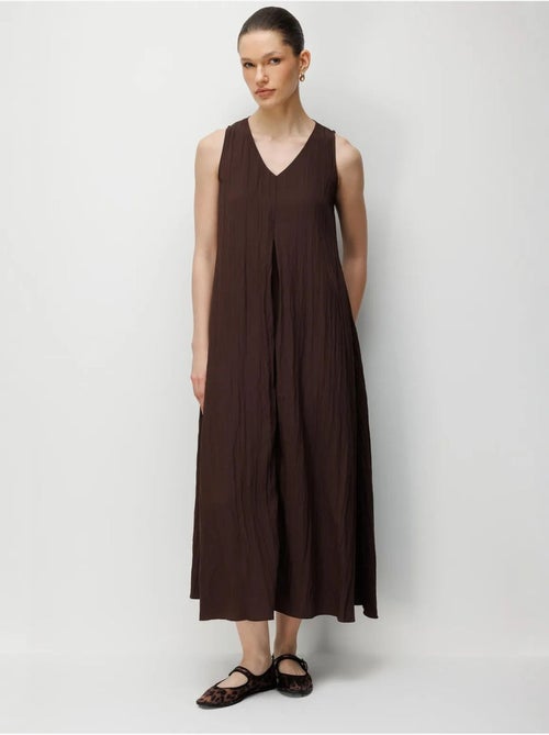Robe longue à col en v en tissu seersucker mixray - Kiabi