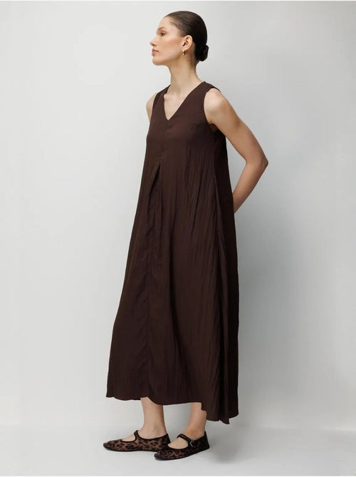 Robe longue à col en v en tissu seersucker mixray - Kiabi