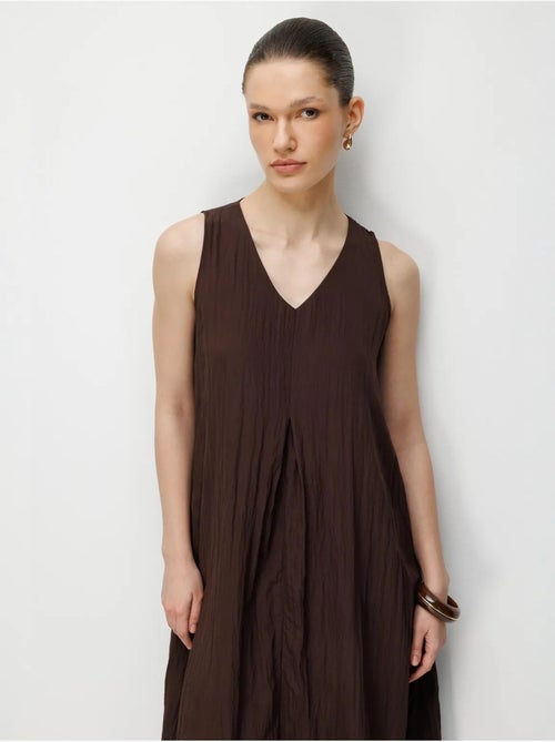 Robe longue à col en v en tissu seersucker mixray - Kiabi