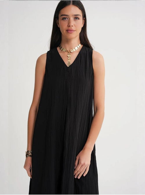 Robe longue à col en v en tissu seersucker mixray - Kiabi