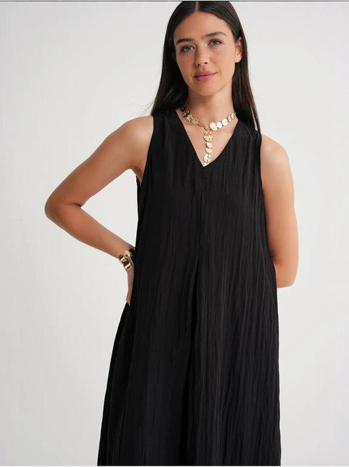 Robe longue à col en v en tissu seersucker mixray - Kiabi
