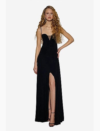Robe longue à col en v et fente hiccup