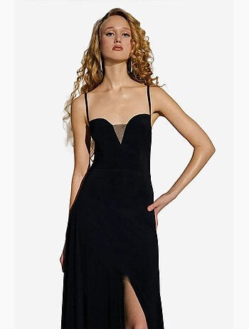 Robe longue à col en v et fente hiccup