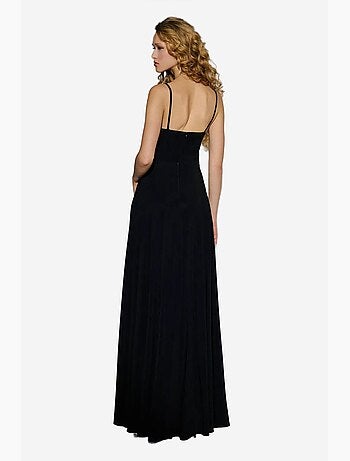 Robe longue à col en v et fente hiccup