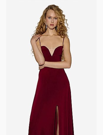 Robe longue à col en v et fente hiccup