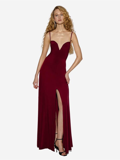 Robe longue à col en V et fente - Kiabi Robe longue à col en V et fente - Kiabi