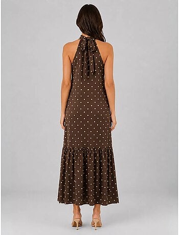 Robe longue à col halter et pois mixray