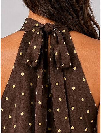 Robe longue à col halter et pois mixray