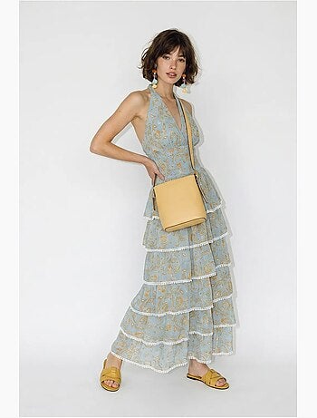 Robe longue à col halter paisley lucci