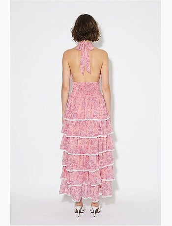 Robe longue à col halter paisley lucci
