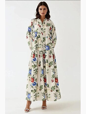 Robe longue à col ras du cou et à fleurs hiccup