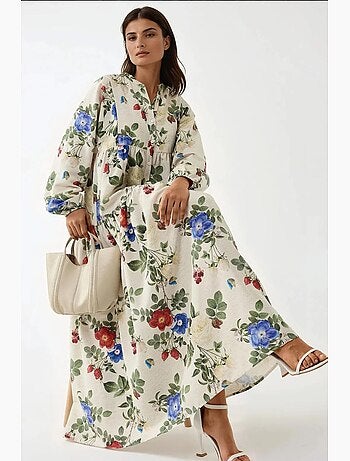 Robe longue à col ras du cou et à fleurs hiccup