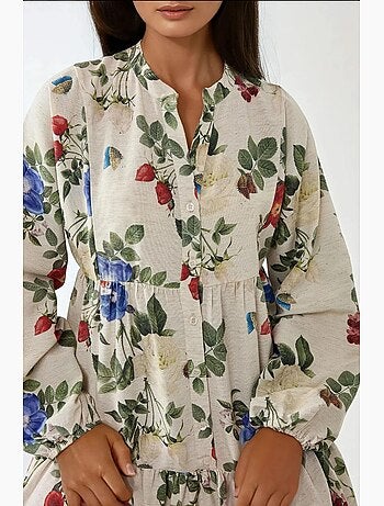 Robe longue à col ras du cou et à fleurs hiccup