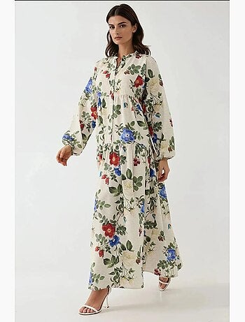 Robe longue à col ras du cou et à fleurs hiccup