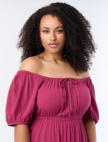 Robe longue à col rond décolleté