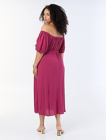 Robe longue à col rond décolleté