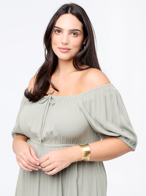 Robe longue à col rond décolleté - Kiabi