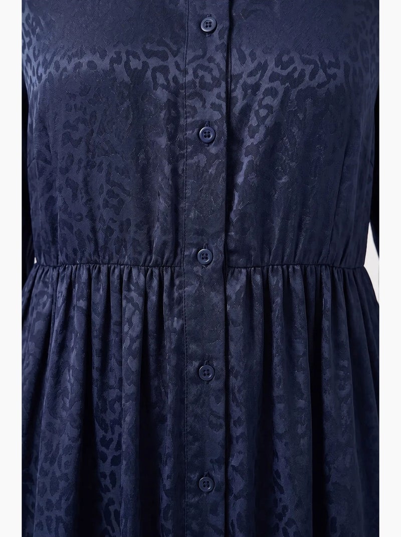Robe longue à col rond, fermeture boutonnée et détails accessoires bdart Bleu marine - Kiabi