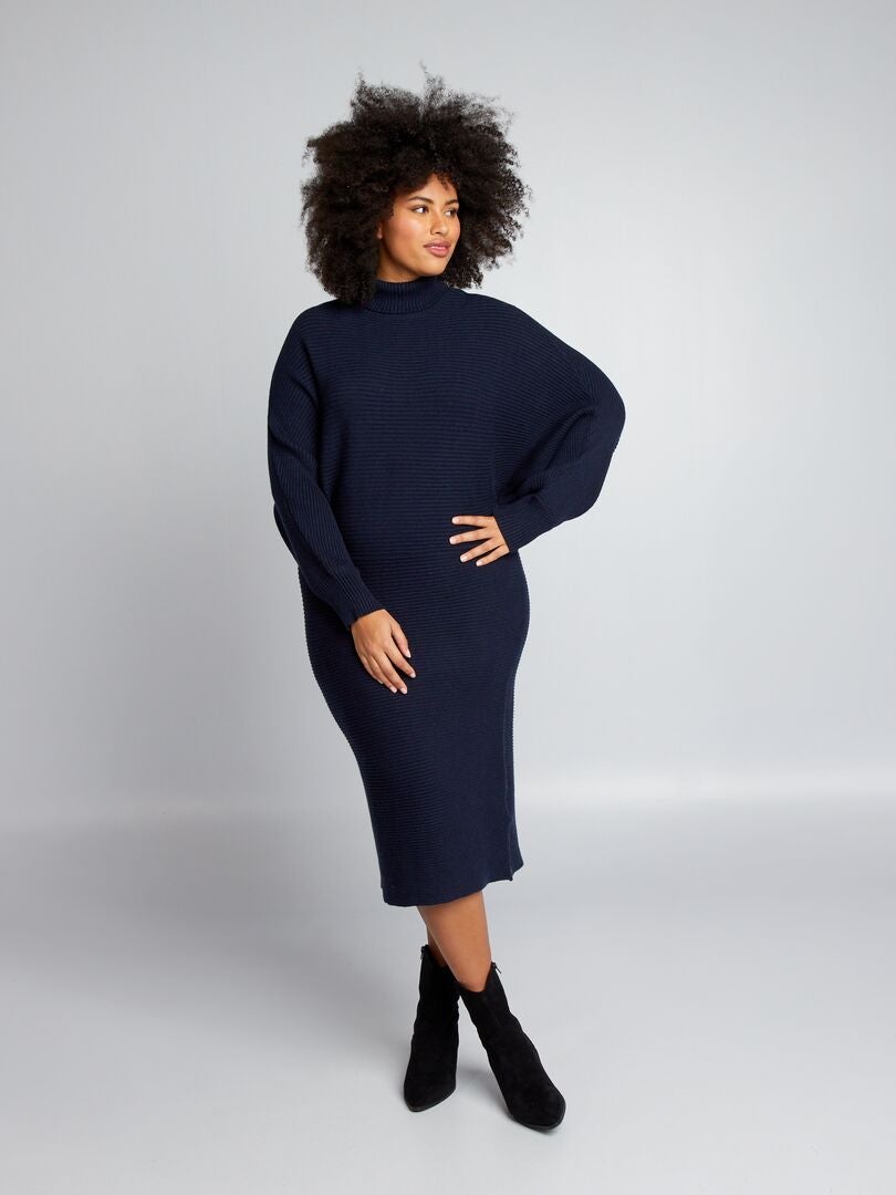 Robe longue à col roulé - bleu marine - Kiabi - 29.00€