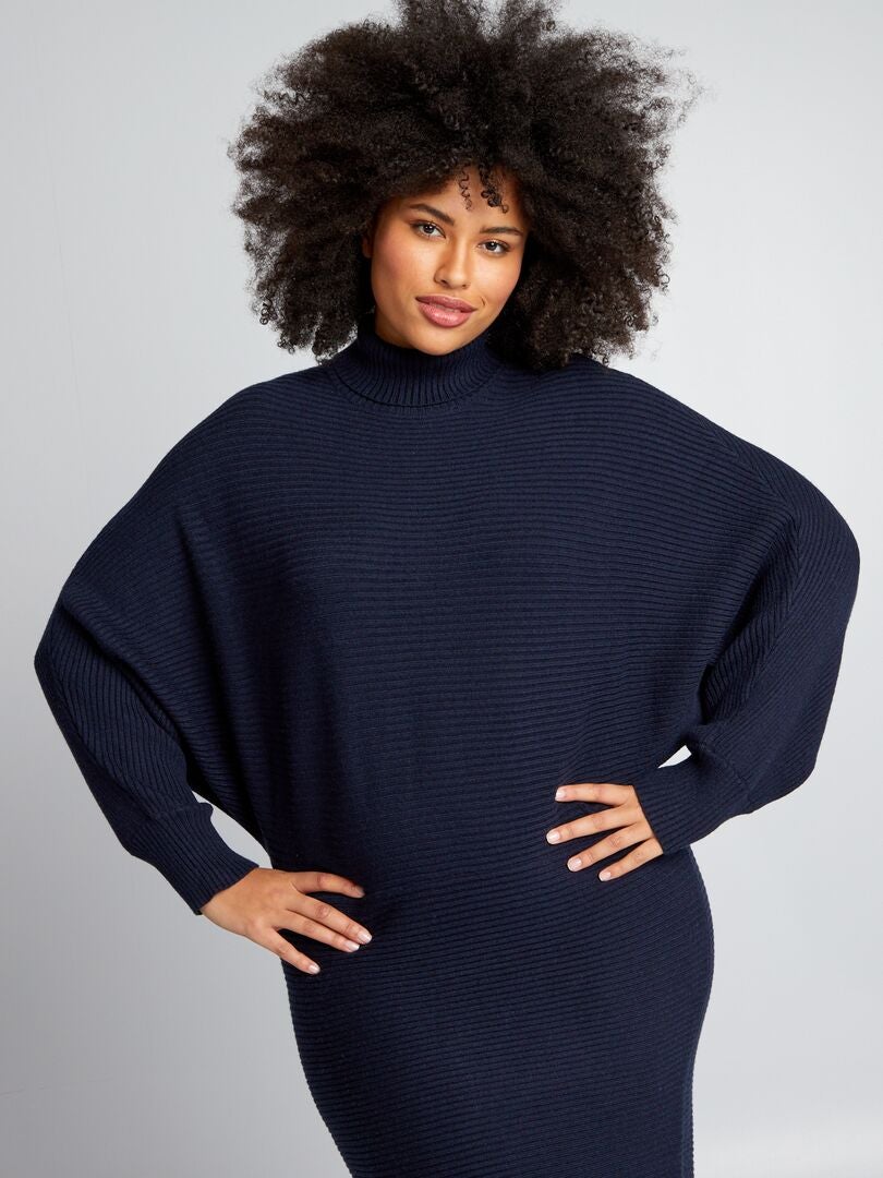 Robe longue à col roulé - bleu marine - Kiabi - 29.00€
